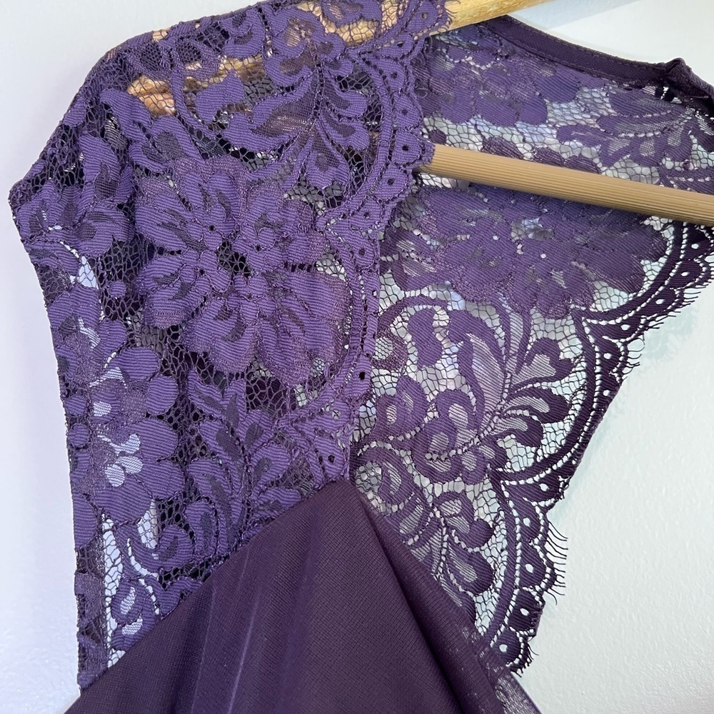 NWT David's Bridal XSCAPE Woman Joanna Chen Purple Lace Shoulder Drape Dress 18 - Picture 5 of 16